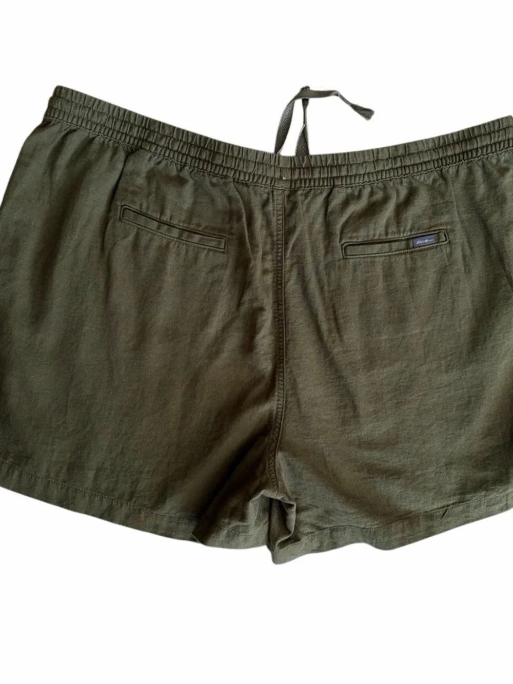 Eddie Bauer Olive Green Linen blend Drawstring Shorts size XXL - Picture 3 of 4
